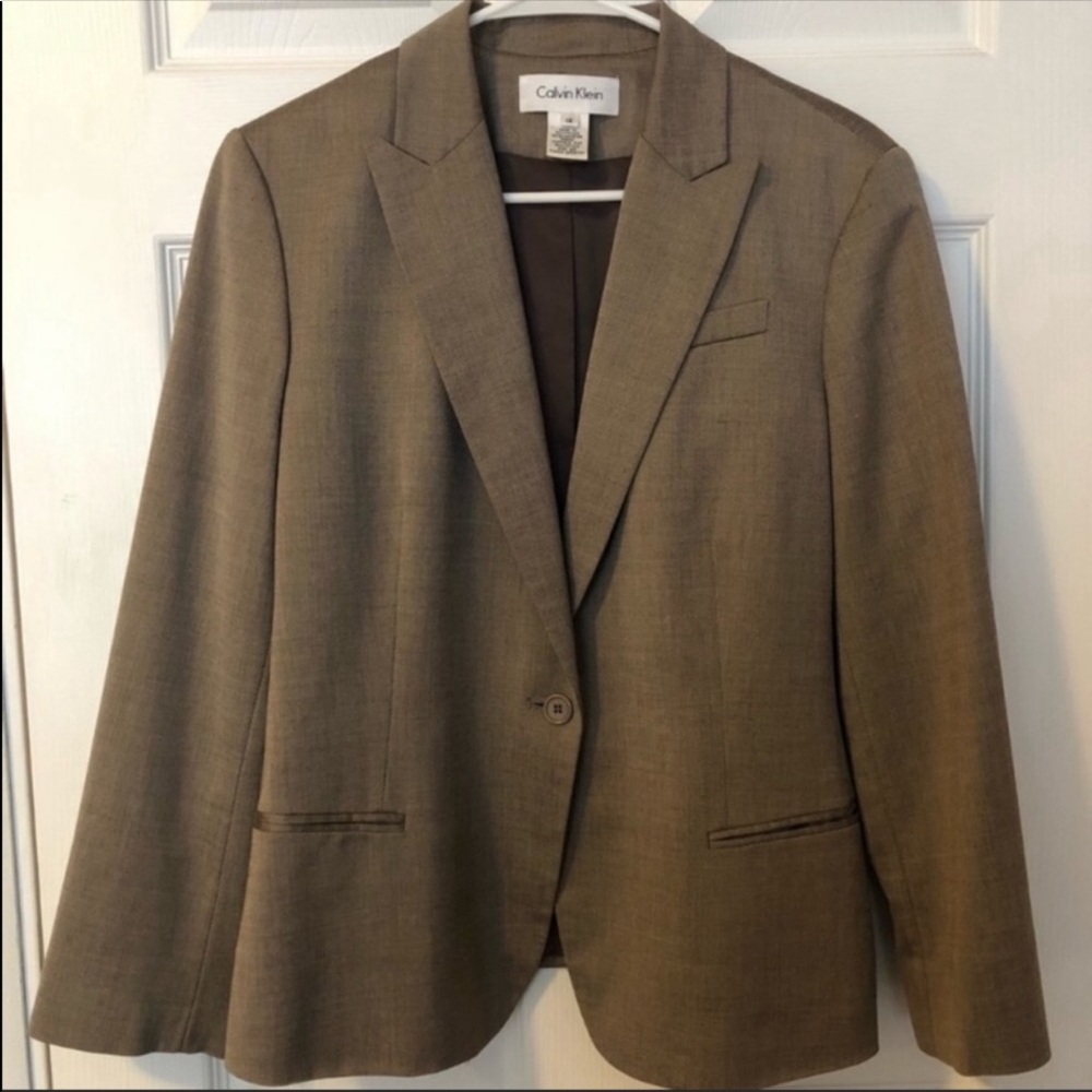 Calvin Klein Tan One Button Blazer